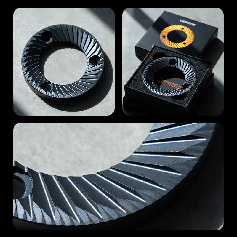64mm flat burrs showcased in stylish packaging and detailed design for an optimal brewing experience.