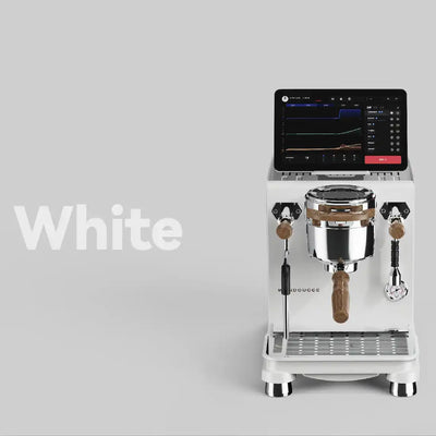 Wendougee DATA S White coffee machine with digital display on a gray background